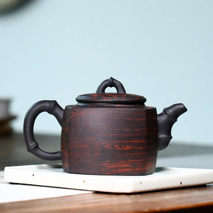 130ml Chinese Yixing Raw Ore Purple Clay Teapots Large Capacity Handmade Bamboo Leaf Tea Pot Beauty Kettle Famous Zisha Tea Set