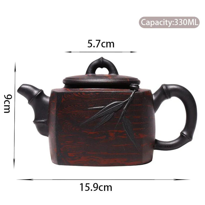 130ml Chinese Yixing Raw Ore Purple Clay Teapots Large Capacity Handmade Bamboo Leaf Tea Pot Beauty Kettle Famous Zisha Tea Set