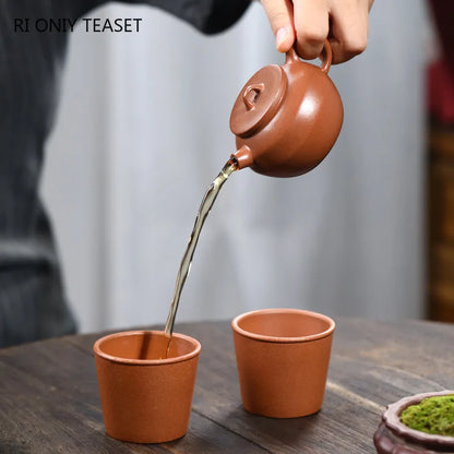 130ml Chinese Yixing Traditional Purple Clay Teapots Beauty Kettle Famous Artists Handmade Tea Pot Raw Ore Zisha Tea Set