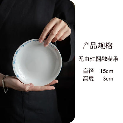 130ml Handwritten Poetry and Prose Ceramic Cover Bowls Chinese  Anti Scalding Tea Bowls with Lid Tea Making Gaiwan Kung Fu Tools