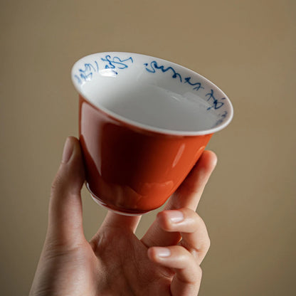 130ml Handwritten Poetry and Prose Ceramic Cover Bowls Chinese  Anti Scalding Tea Bowls with Lid Tea Making Gaiwan Kung Fu Tools