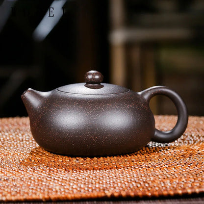 130ml Raw Ore Black Gold Sand Xishi Teapot Yixing Purple Clay Beauty Tea Pot Handmade Ball Hole Filter Tea Maker Zisha Teaware