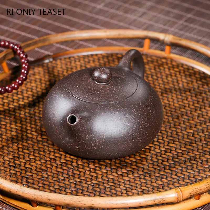 130ml Raw Ore Black Gold Sand Xishi Teapot Yixing Purple Clay Beauty Tea Pot Handmade Ball Hole Filter Tea Maker Zisha Teaware