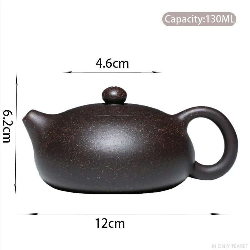 130ml Raw Ore Black Gold Sand Xishi Teapot Yixing Purple Clay Beauty Tea Pot Handmade Ball Hole Filter Tea Maker Zisha Teaware