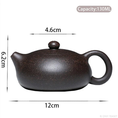 130ml Raw Ore Black Gold Sand Xishi Teapot Yixing Purple Clay Beauty Tea Pot Handmade Ball Hole Filter Tea Maker Zisha Teaware