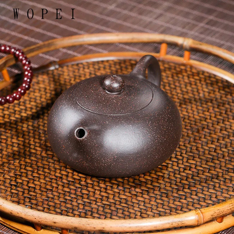 130ml Raw Ore Black Gold Sand Xishi Teapot Yixing Purple Clay Beauty Tea Pot Handmade Ball Hole Filter Tea Maker Zisha Teaware