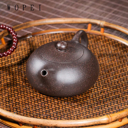 130ml Raw Ore Black Gold Sand Xishi Teapot Yixing Purple Clay Beauty Tea Pot Handmade Ball Hole Filter Tea Maker Zisha Teaware