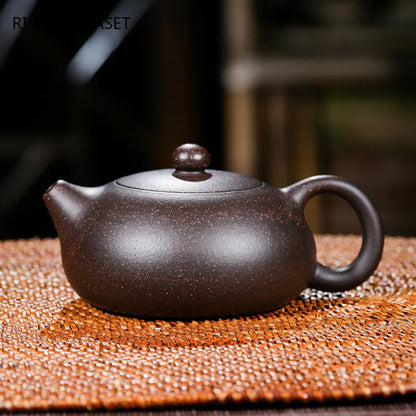 130ml Raw Ore Black Gold Sand Xishi Teapot Yixing Purple Clay Beauty Tea Pot Handmade Ball Hole Filter Tea Maker Zisha Teaware