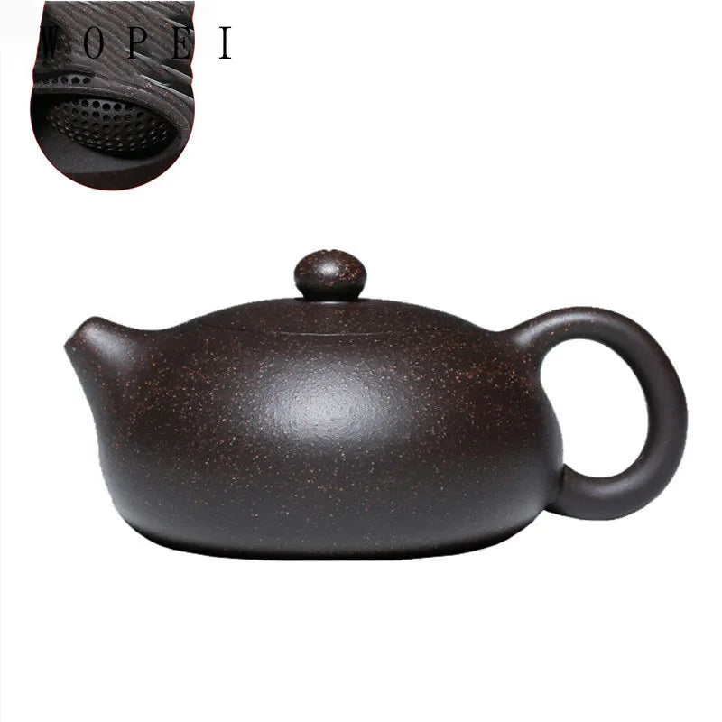 130ml Raw Ore Black Gold Sand Xishi Teapot Yixing Purple Clay Beauty Tea Pot Handmade Ball Hole Filter Tea Maker Zisha Teaware