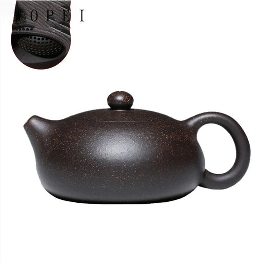 130ml Raw Ore Black Gold Sand Xishi Teapot Yixing Purple Clay Beauty Tea Pot Handmade Ball Hole Filter Tea Maker Zisha Teaware