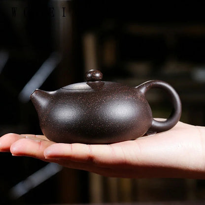 130ml Raw Ore Black Gold Sand Xishi Teapot Yixing Purple Clay Beauty Tea Pot Handmade Ball Hole Filter Tea Maker Zisha Teaware
