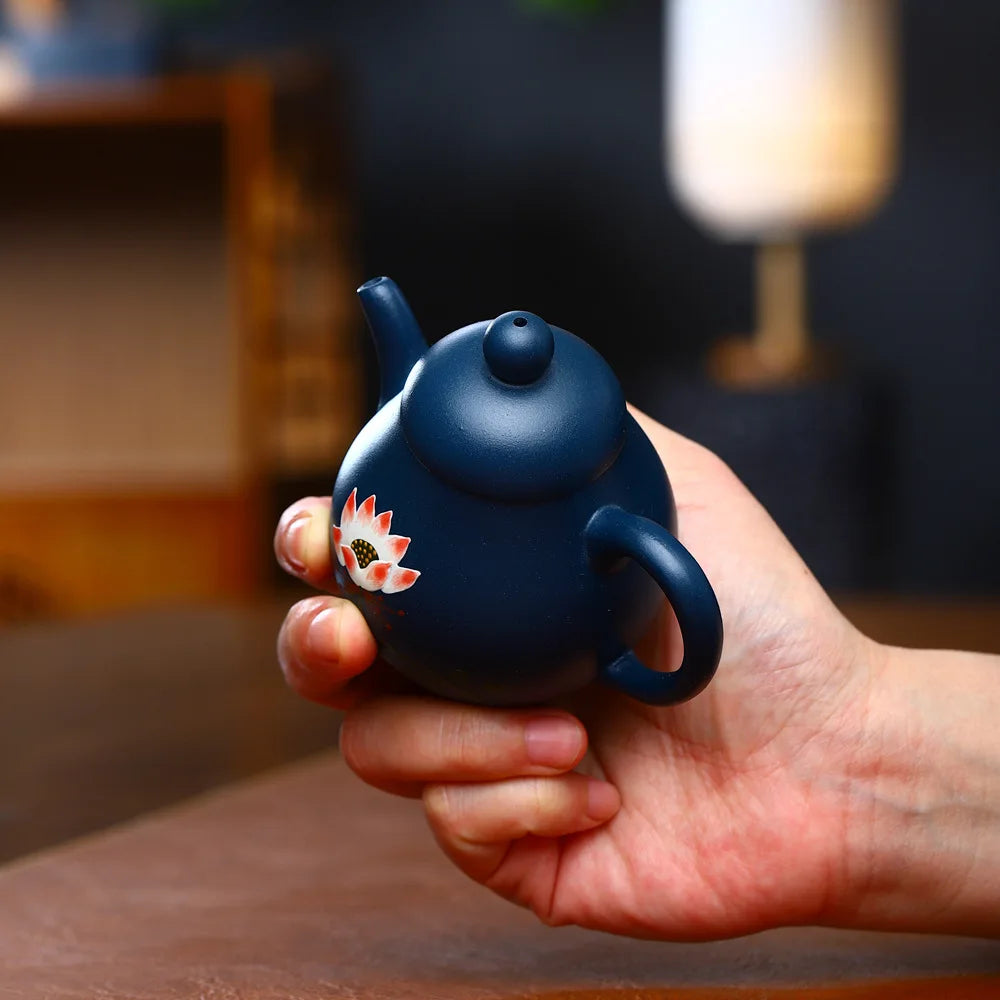 130ml Real Handmade Yixing Teapot Azure Clay ball hole Pot Chinese Kettle Kung Fu Zisha Tea Set Pure Teaware