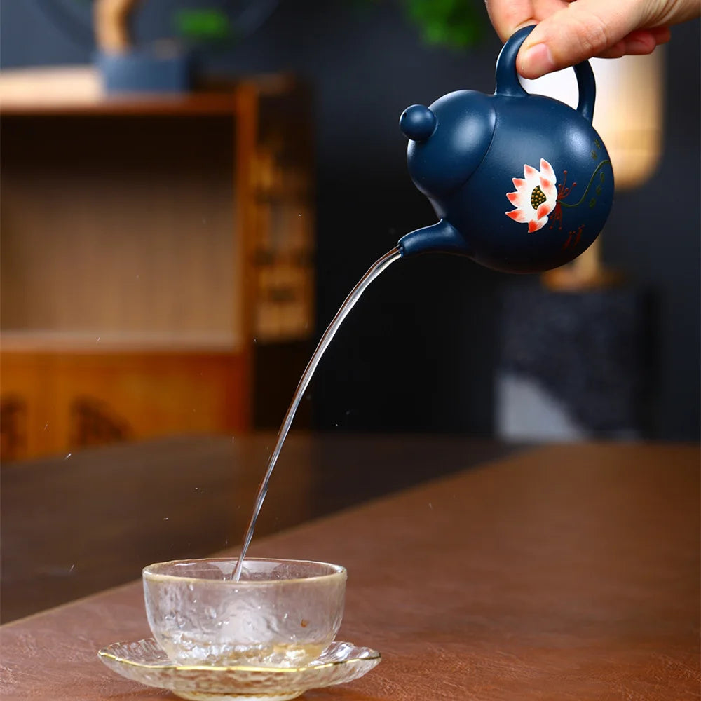 130ml Real Handmade Yixing Teapot Azure Clay ball hole Pot Chinese Kettle Kung Fu Zisha Tea Set Pure Teaware