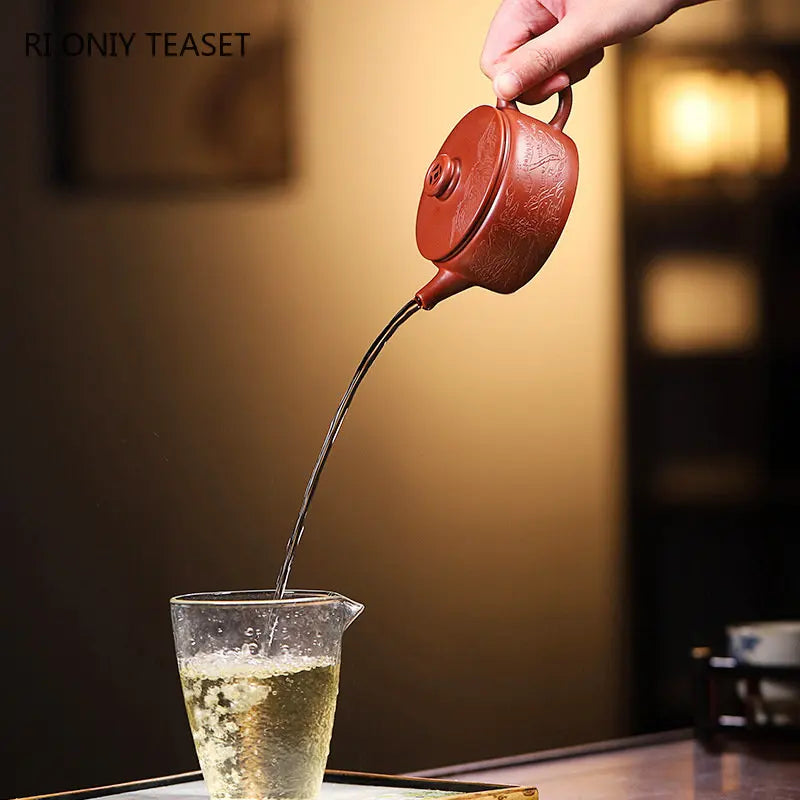 130ml Yixing Famous Handmade Purple Clay Teapots Hand-carved Tea Pot Raw Ore Dahongpao Mud Beauty Kettle Chinese Zisha Tea Set