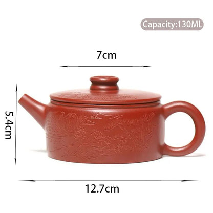 130ml Yixing Famous Handmade Purple Clay Teapots Hand-carved Tea Pot Raw Ore Dahongpao Mud Beauty Kettle Chinese Zisha Tea Set