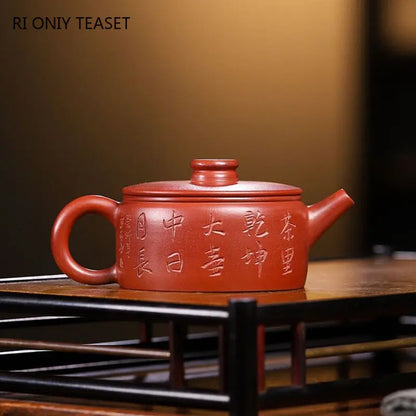 130ml Yixing Famous Handmade Purple Clay Teapots Hand-carved Tea Pot Raw Ore Dahongpao Mud Beauty Kettle Chinese Zisha Tea Set