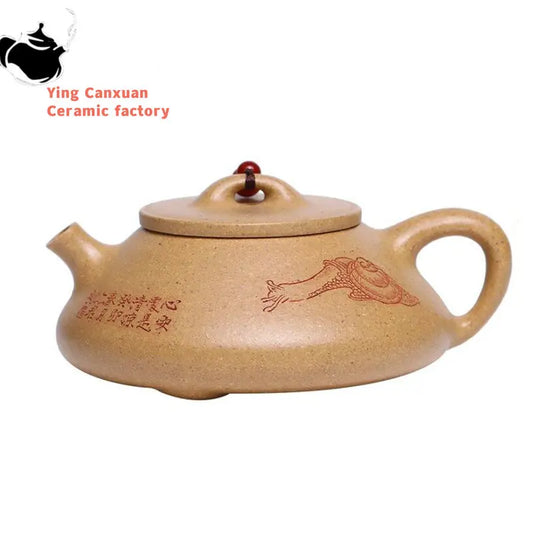 130ml Yixing High-end Purple Clay Teapots Handmade Stone Scoop Tea Pot Raw Ore Section Mud Beauty Kettle Chinese Zisha Tea Set