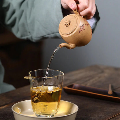 130ml Yixing Purple Clay Teapots Famous Handmade Bamboo Leaf Tea Pot Raw Ore Section Mud Kettle Chinese High-end Zisha Tea Set