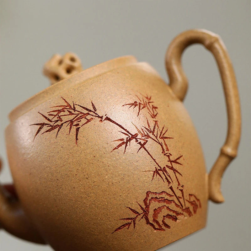 130ml Yixing Purple Clay Teapots Famous Handmade Bamboo Leaf Tea Pot Raw Ore Section Mud Kettle Chinese High-end Zisha Tea Set