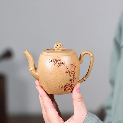130ml Yixing Purple Clay Teapots Famous Handmade Bamboo Leaf Tea Pot Raw Ore Section Mud Kettle Chinese High-end Zisha Tea Set