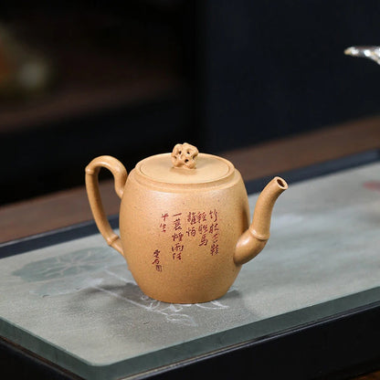 130ml Yixing Purple Clay Teapots Famous Handmade Bamboo Leaf Tea Pot Raw Ore Section Mud Kettle Chinese High-end Zisha Tea Set