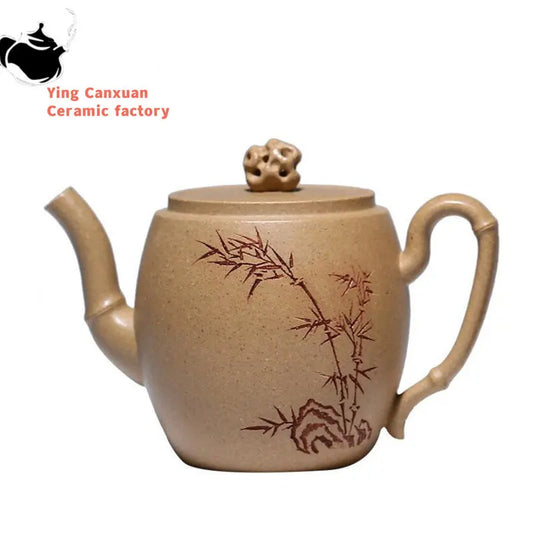 130ml Yixing Purple Clay Teapots Famous Handmade Bamboo Leaf Tea Pot Raw Ore Section Mud Kettle Chinese High-end Zisha Tea Set
