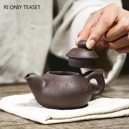 130ml Yixing Purple Clay Teapots Famous Handmade Tea Pot Raw Ore Old Purple Mud Beauty Kettle Chinese Zisha Tea Set Teaware