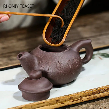 130ml Yixing Purple Clay Teapots Famous Handmade Tea Pot Raw Ore Old Purple Mud Beauty Kettle Chinese Zisha Tea Set Teaware