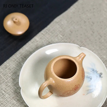 130ml Yixing Purple Clay Teapots Famous Handmade Tea Pot Raw Ore Section Mud Kettle Chinese High-end Zisha Tea Set Collection