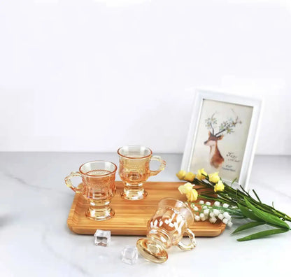 135ML Luxury Embossment Design Glass Coffee Cup European Retro Style Thickened Teacup Household Breakfast Milk Mug Mini Teacup