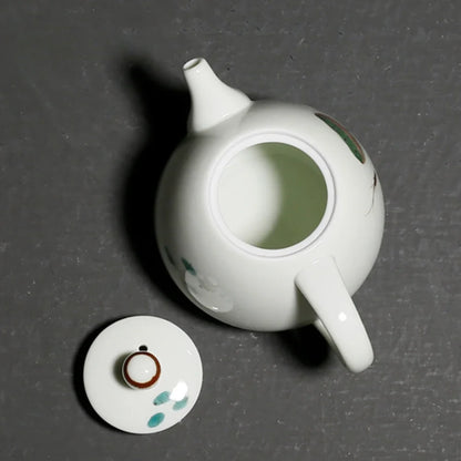 135ml Hand-painted Fish Play with Lotus Teapot Handmade Powder Celadon Pot Tea Making Kettle with Filter Teaware Ceremony Craft