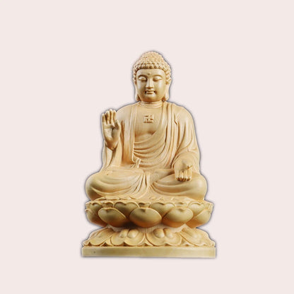 13cm Boxwood Wood Statue Zen Boxwood Figure Statue Real Wood Office Decoration Wood Sculpture Buddha Collection