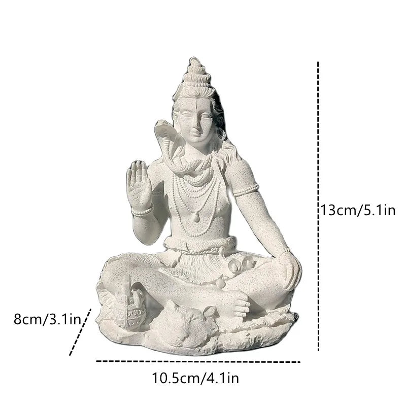 13cm Sandstone Shiva Statue Yoga Figurine Ornament Zen Meditation Buddha Decor India Religion Feng Shui Craft Home Living
