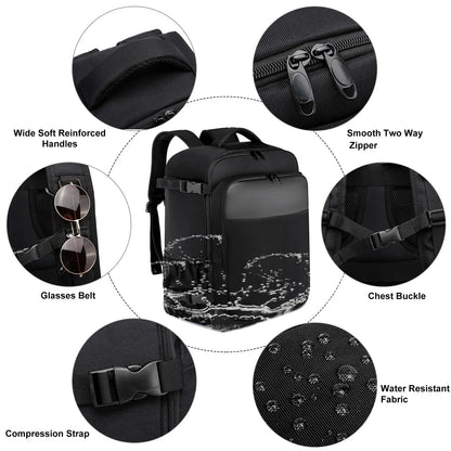 14/15.6 Inch Laptop Men's Multifunctional Simple Business Backpack Airline Approved Carry-On Cabin Carry-on Bag Black
