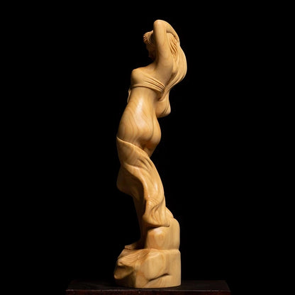 14/21 CM Boxwood Beauty Statue Boutique Solid Wood Living Room Decoration Sculpture Crafts Car Sexy Beauty Home Decore