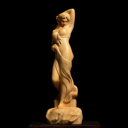 14/21 CM Boxwood Beauty Statue Boutique Solid Wood Living Room Decoration Sculpture Crafts Car Sexy Beauty Decoration