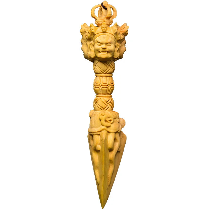 14-25CM Yellow Wood Gada Mallet Blunt Indian Subcontinent Hand Carve Gada-yuddha Art Mace Collection