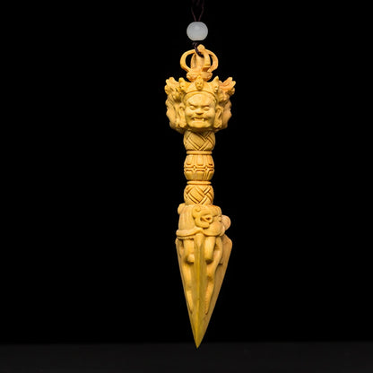 14-25CM Yellow Wood Gada Mallet Blunt Indian Subcontinent Hand Carve Gada-yuddha Art Mace Collection
