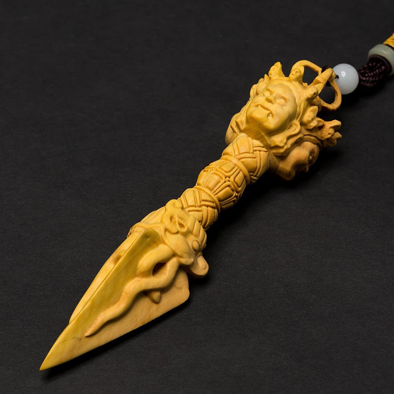 14-25CM Yellow Wood Gada Mallet Blunt Indian Subcontinent Hand Carve Gada-yuddha Art Mace Collection