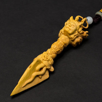 14-25CM Yellow Wood Gada Mallet Blunt Indian Subcontinent Hand Carve Gada-yuddha Art Mace Collection