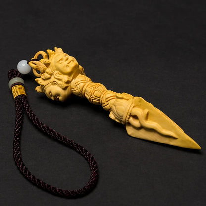 14-25CM Yellow Wood Gada Mallet Blunt Indian Subcontinent Hand Carve Gada-yuddha Art Mace Collection