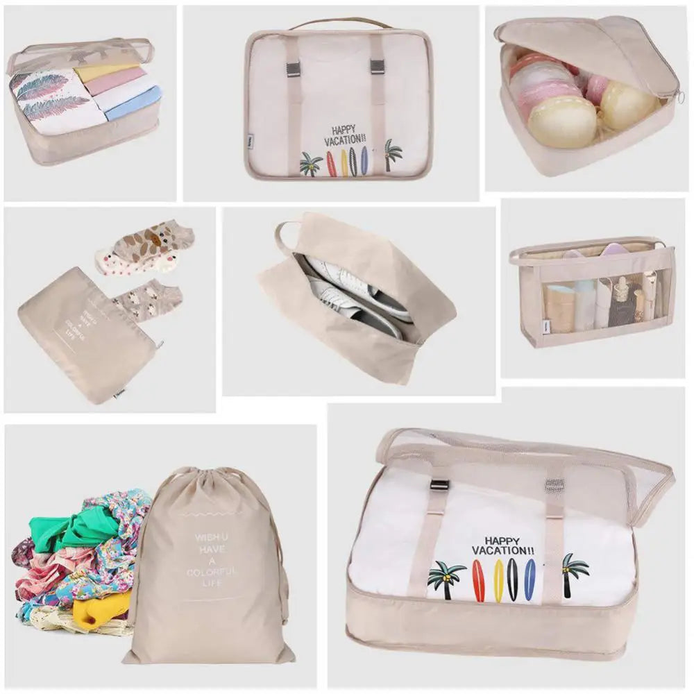14/8/6Pcs Travel Organizer Set Clothe Shoe Tidy Pouch Wardrobe Suitcase Packing Set Storage Cases Portable Luggage Organizer