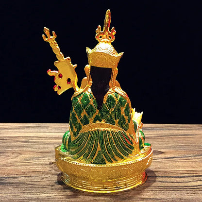14.8cm Gilding Craft Alloy Metal Buddhist Padmasambhava Lotus Tibetan Talisman Efficacious Home Putting Decorations