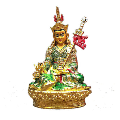 14.8cm Gilding Craft Alloy Metal Buddhist Padmasambhava Lotus Tibetan Talisman Efficacious Home Putting Decorations