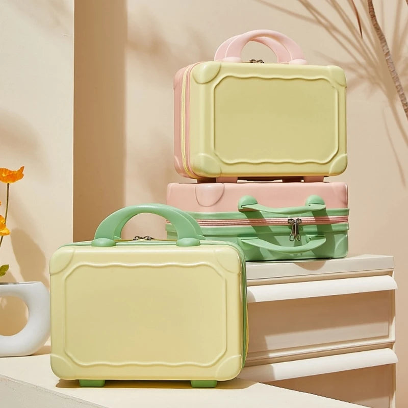 14 Inch Mini Hand Travel Luggage Cosmetic Bag Portable Carrying Bag Suitcase Makeup Bag for Women Girls