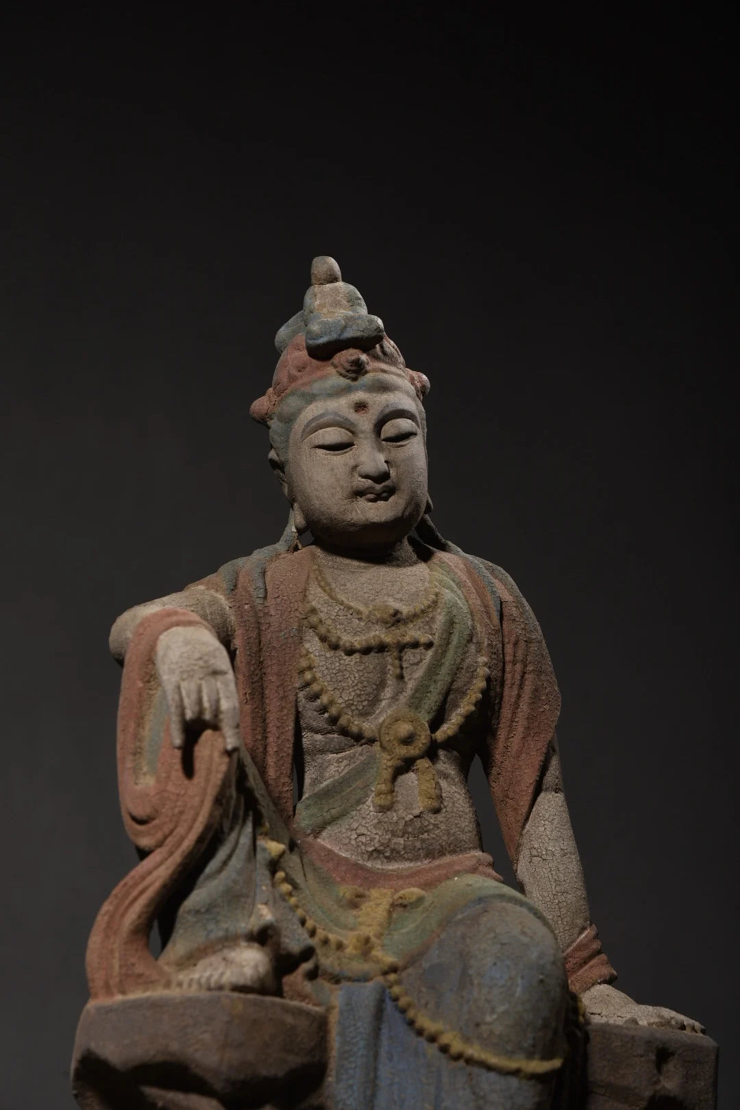 14"Tibet Temple Collection Old wood Carving Painted Guanyin Meditation Buddha Sitting Buddha Worship Hall Town house Exorcism