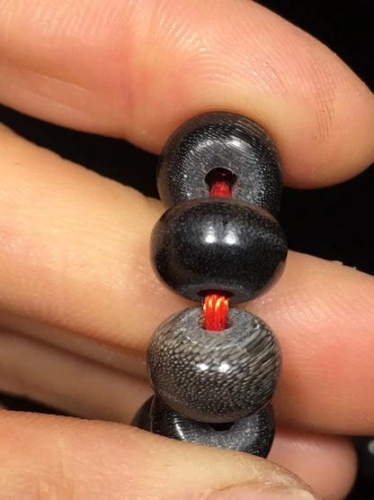 14"Tibetan Temple Collection Old Rhinoceros Horn Abacus Beads 108 Buddha Beads Necklace Pendant Amulet Town house Exorcism