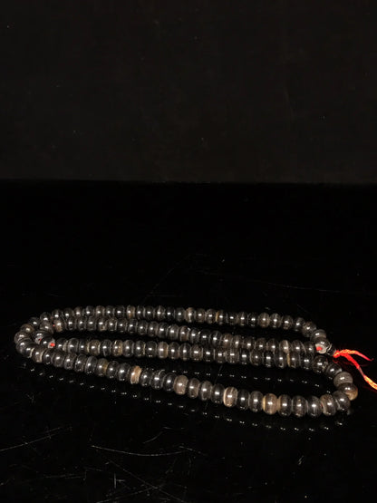 14"Tibetan Temple Collection Old Rhinoceros Horn Abacus Beads 108 Buddha Beads Necklace Pendant Amulet Town house Exorcism
