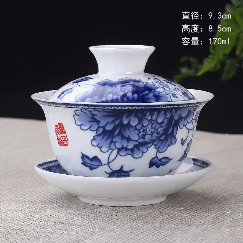 140ML Large Chinese Traditional GaiWan Tea Set Bone China Tea Sets Dehua Gaiwan Tea Porcelain Pot Set For Travel And Easy Kettle