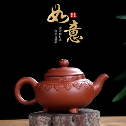 140cc Authentic Yixing Purple Clay Teapot Xishi Tea Pot Handmade Ball Hole Filter Tea Infuser Household Customized Teaware